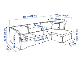 Изображение товара Угловой диван Бакселен gray ИКЕА (IKEA) на сайте adeta.ru
